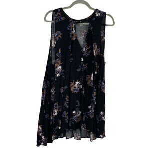 Free People Floral Snap Out Of It Swing Dress Side Pockets Loose Fit Size Large